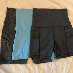 Maternity High-Waisted Shorts bundle - Black, Blue & Heather Gray